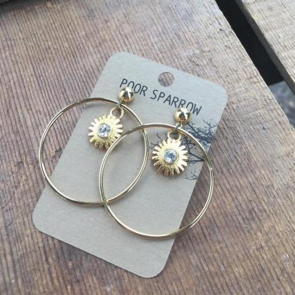 Golden Sunshine Hoops Earrings