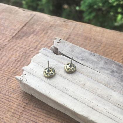 Tiny Brass Dots Earrings