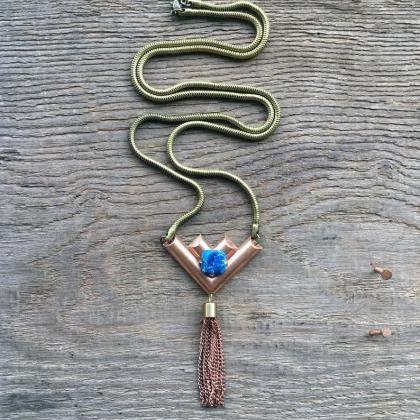 Geometric Copper & Tassel Necklace