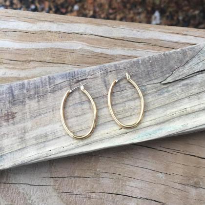 Gold Oval Hoops Earrings