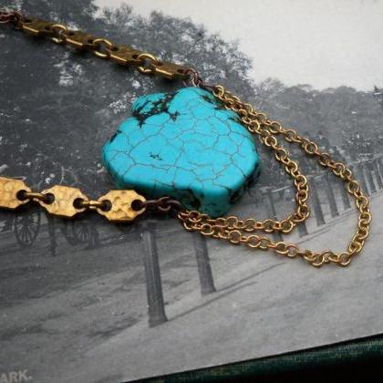 Turquoise & Hexagon Statement Necklace