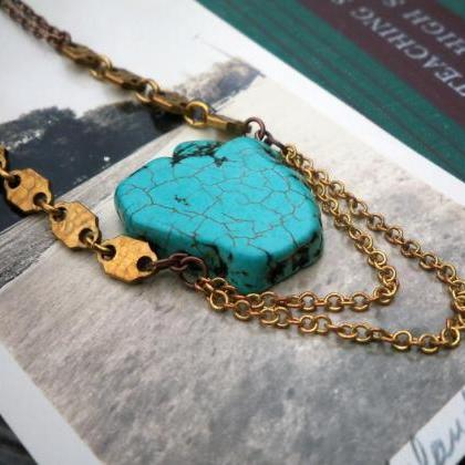 Turquoise & Hexagon Statement Necklace