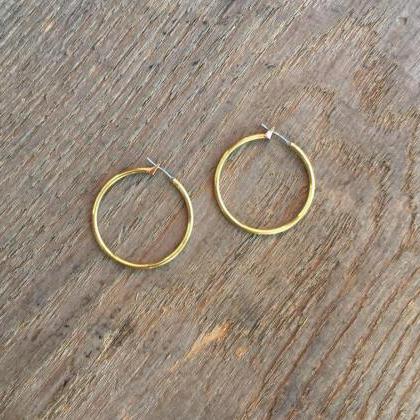 Brass Quarter Hoops Earrings