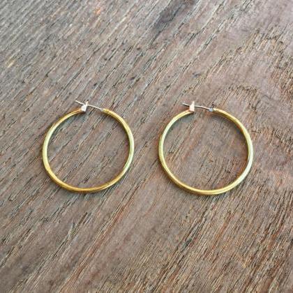 Brass Quarter Hoops Earrings