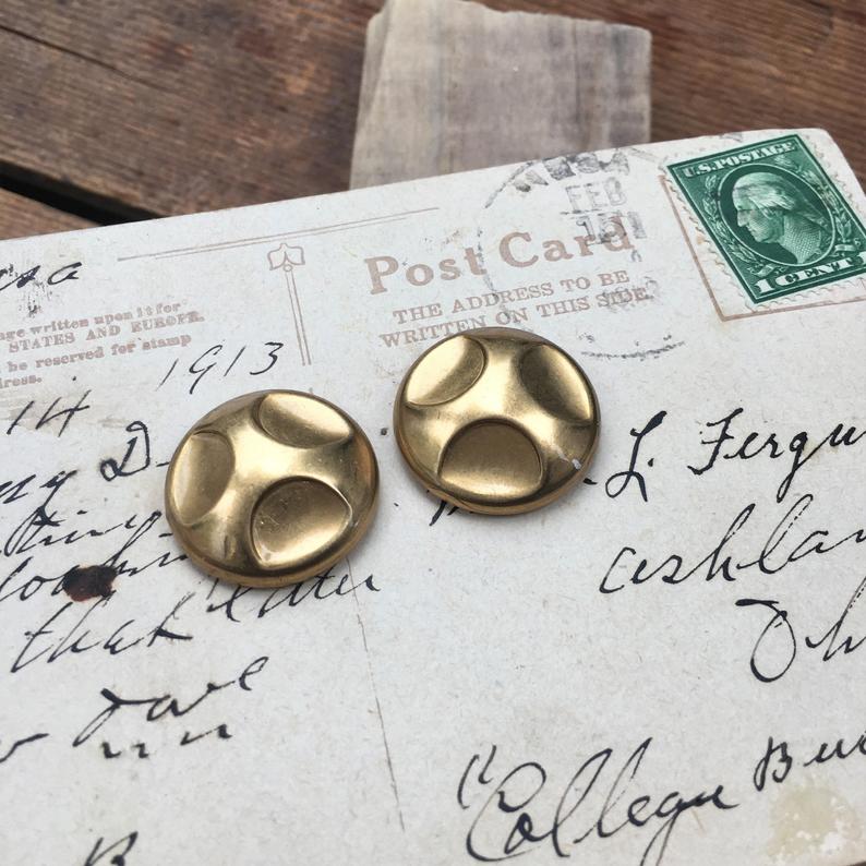 Brass Button Posts Earrings on Luulla